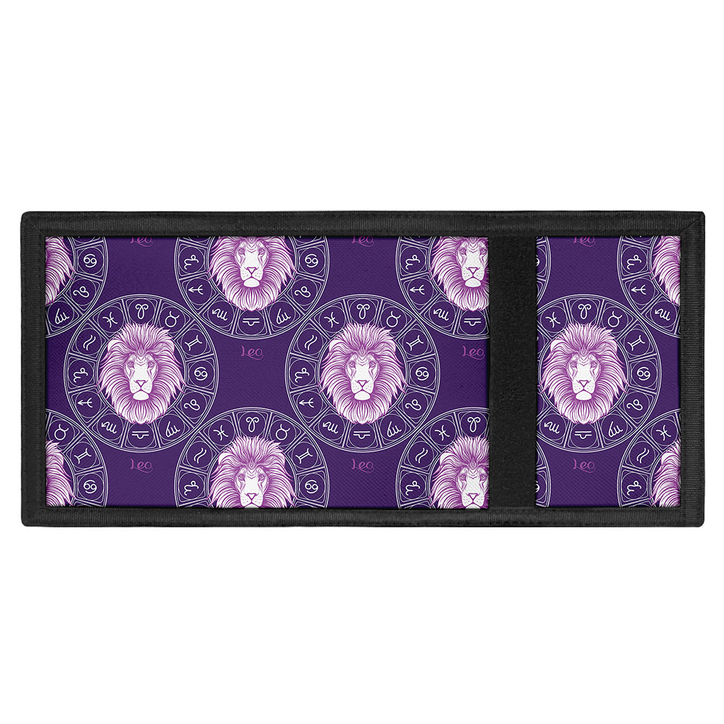Purple Leo Zodiac Pattern Print Trifold Wallet