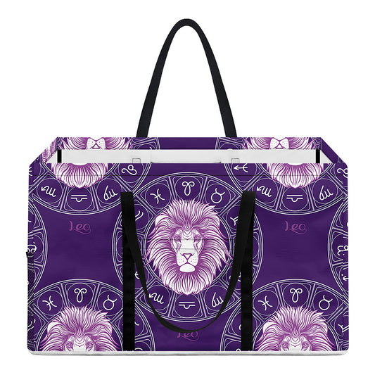 Purple Leo Zodiac Pattern Print Utility Tote Bag