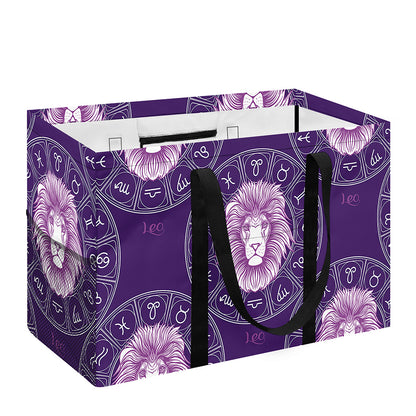 Purple Leo Zodiac Pattern Print Utility Tote Bag