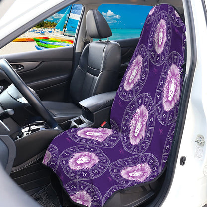 Purple Leo Zodiac Pattern Print Waterproof Car Seat Cover