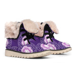 Purple Leo Zodiac Pattern Print Winter Boots