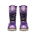 Purple Leo Zodiac Pattern Print Winter Boots