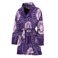 Purple Leo Zodiac Pattern Print Women's Bathrobe