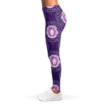 Purple Leo Zodiac Pattern Print Women's Leggings