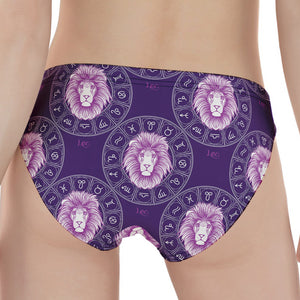 Purple Leo Zodiac Pattern Print Women's Panties