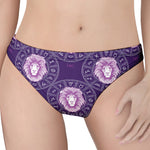 Purple Leo Zodiac Pattern Print Women's Thong