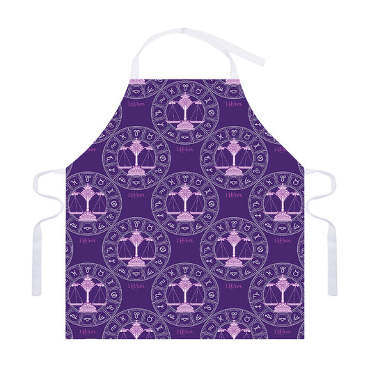Purple Libra Zodiac Pattern Print Adjustable Apron