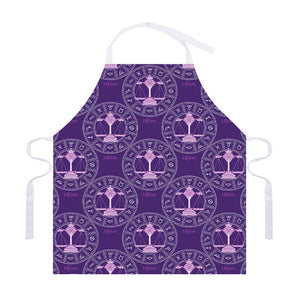 Purple Libra Zodiac Pattern Print Adjustable Apron