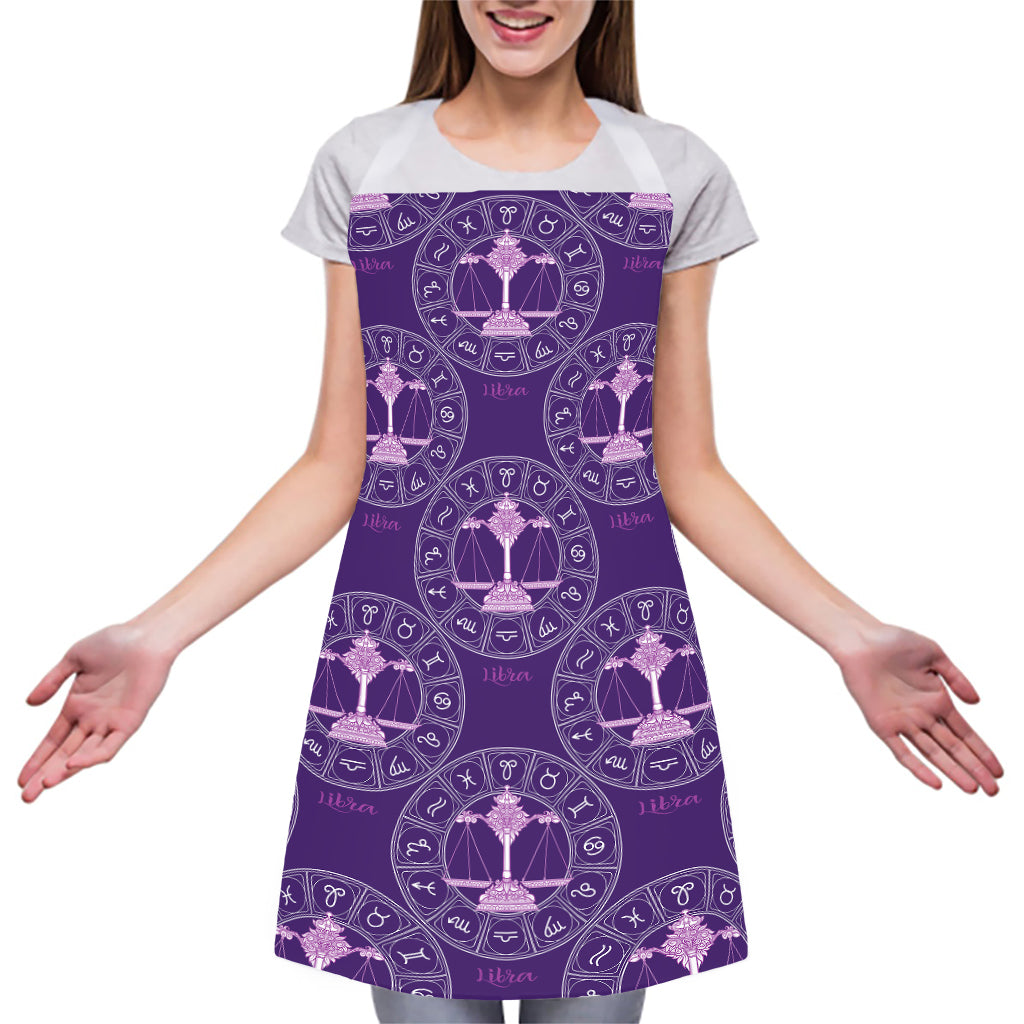 Purple Libra Zodiac Pattern Print Adjustable Apron