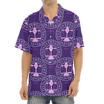 Purple Libra Zodiac Pattern Print Aloha Shirt
