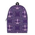 Purple Libra Zodiac Pattern Print School Backpack