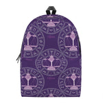 Purple Libra Zodiac Pattern Print Backpack