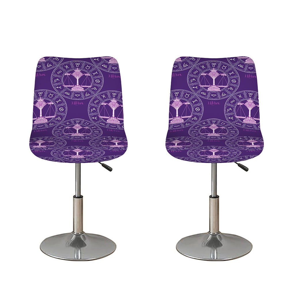 Purple Libra Zodiac Pattern Print Bar Stool Covers