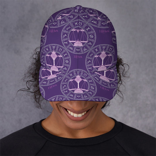 Purple Libra Zodiac Pattern Print Baseball Cap