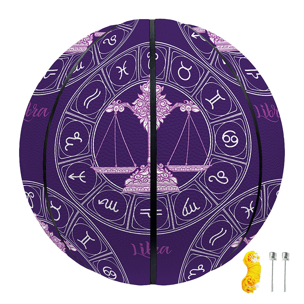 Purple Libra Zodiac Pattern Print Basketball