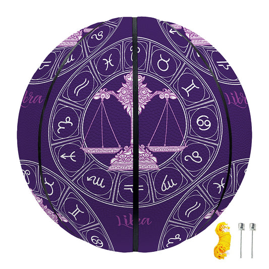 Purple Libra Zodiac Pattern Print Basketball