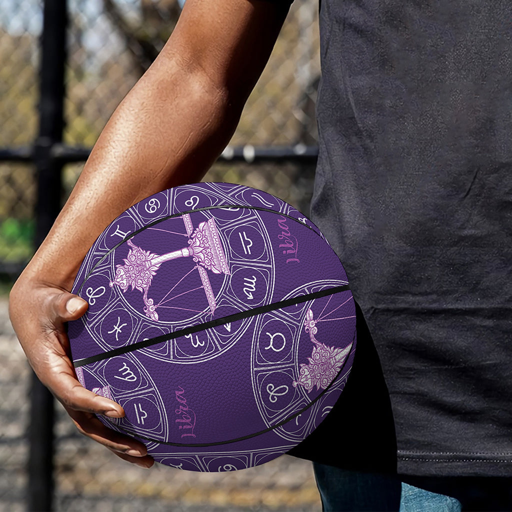 Purple Libra Zodiac Pattern Print Basketball