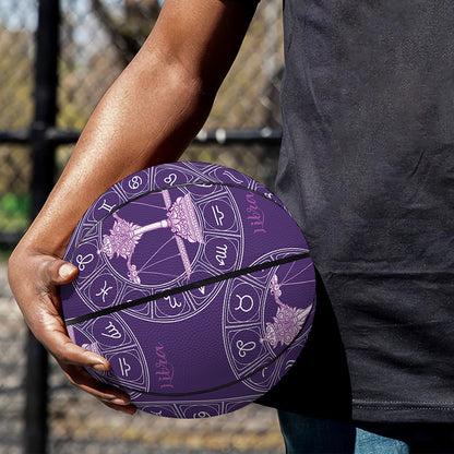 Purple Libra Zodiac Pattern Print Basketball