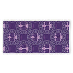 Purple Libra Zodiac Pattern Print Beach Towel