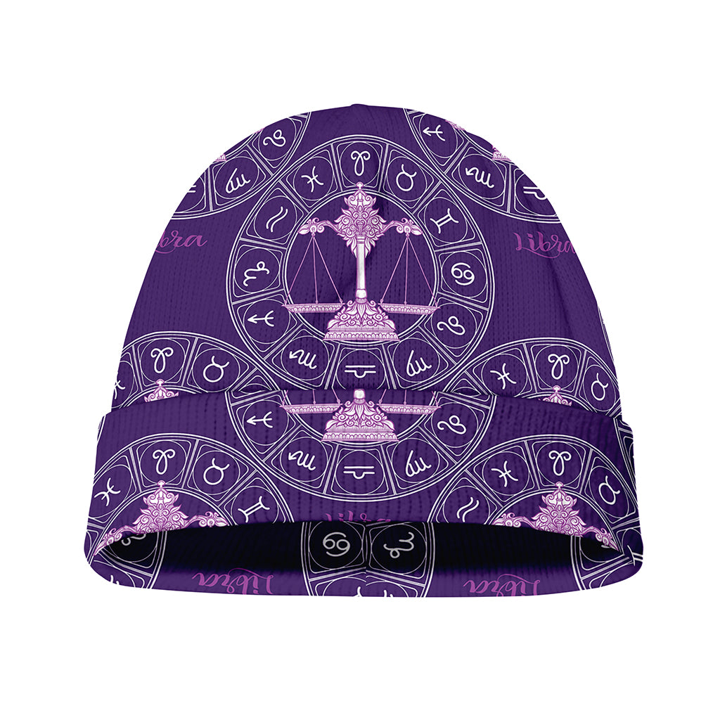 Purple Libra Zodiac Pattern Print Beanie