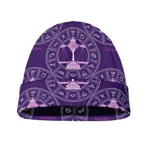 Purple Libra Zodiac Pattern Print Beanie