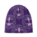 Purple Libra Zodiac Pattern Print Beanie