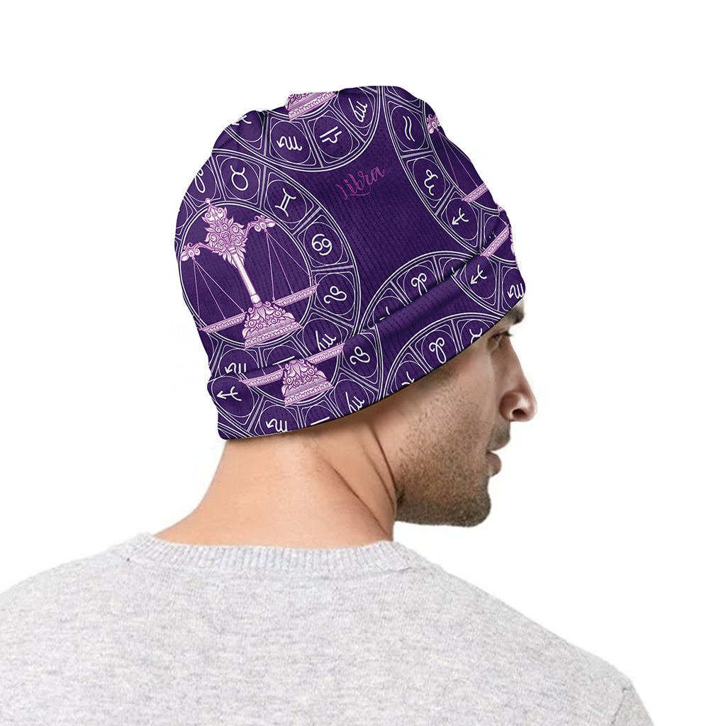 Purple Libra Zodiac Pattern Print Beanie