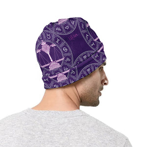 Purple Libra Zodiac Pattern Print Beanie