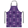 Purple Libra Zodiac Pattern Print Bib Apron With Pocket