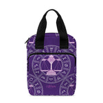 Purple Libra Zodiac Pattern Print Bible Tote Bag