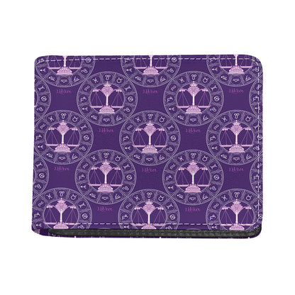 Purple Libra Zodiac Pattern Print Bifold Wallet