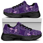 Purple Libra Zodiac Pattern Print Black Chunky Shoes