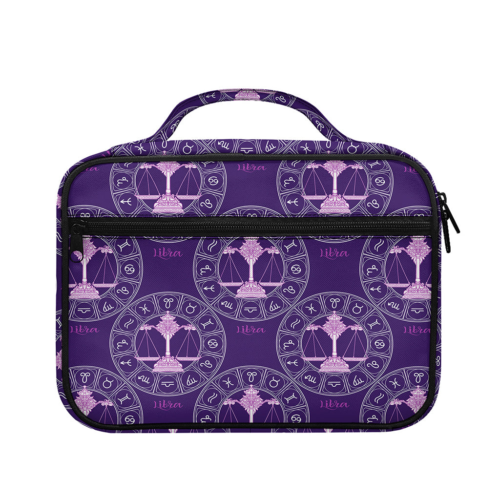 Purple Libra Zodiac Pattern Print Briefcase Bible Bag