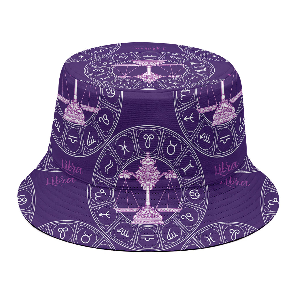 Purple Libra Zodiac Pattern Print Bucket Hat