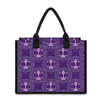 Purple Libra Zodiac Pattern Print Canvas Tote Bag