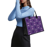 Purple Libra Zodiac Pattern Print Canvas Tote Bag