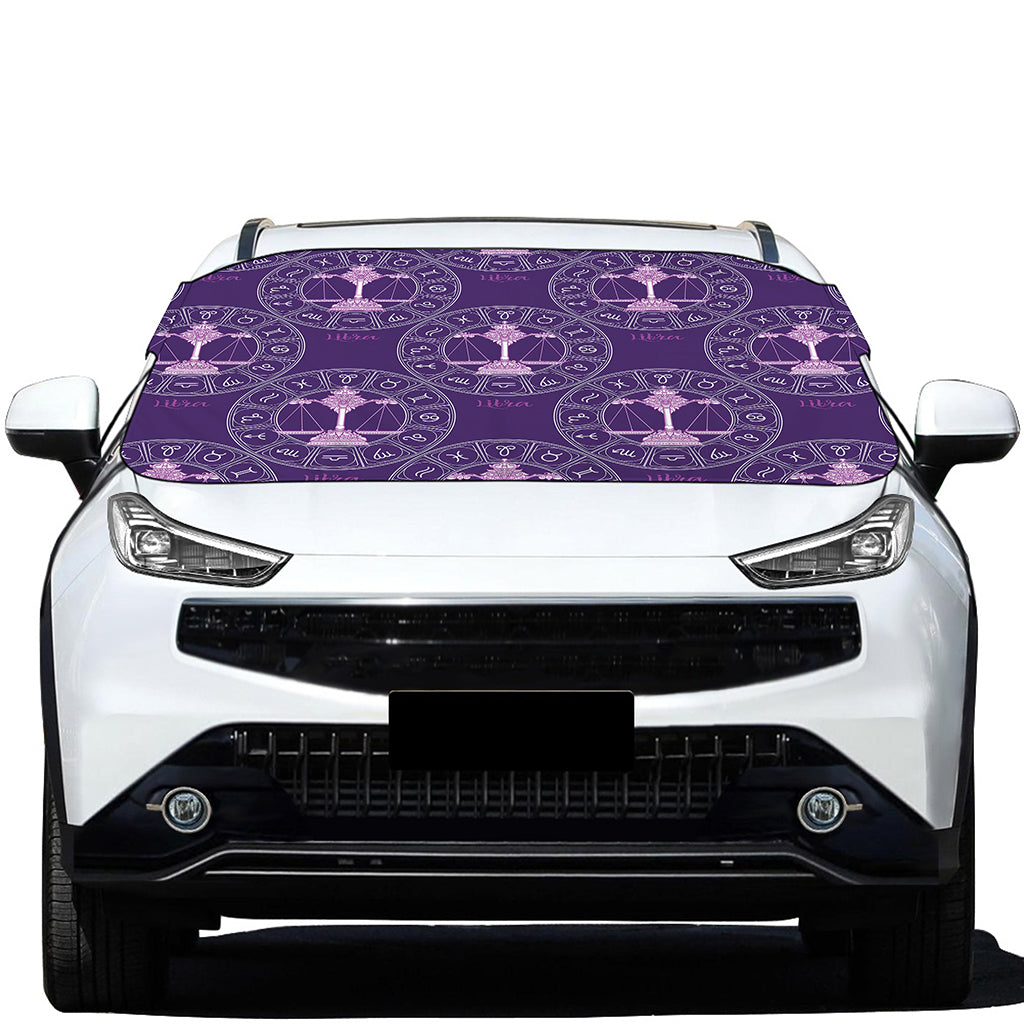 Purple Libra Zodiac Pattern Print Car Windshield Snow Cover