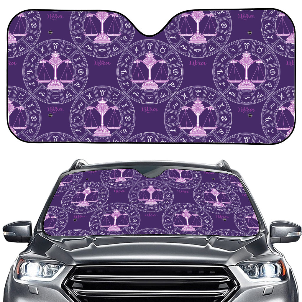 Purple Libra Zodiac Pattern Print Car Windshield Sun Shade