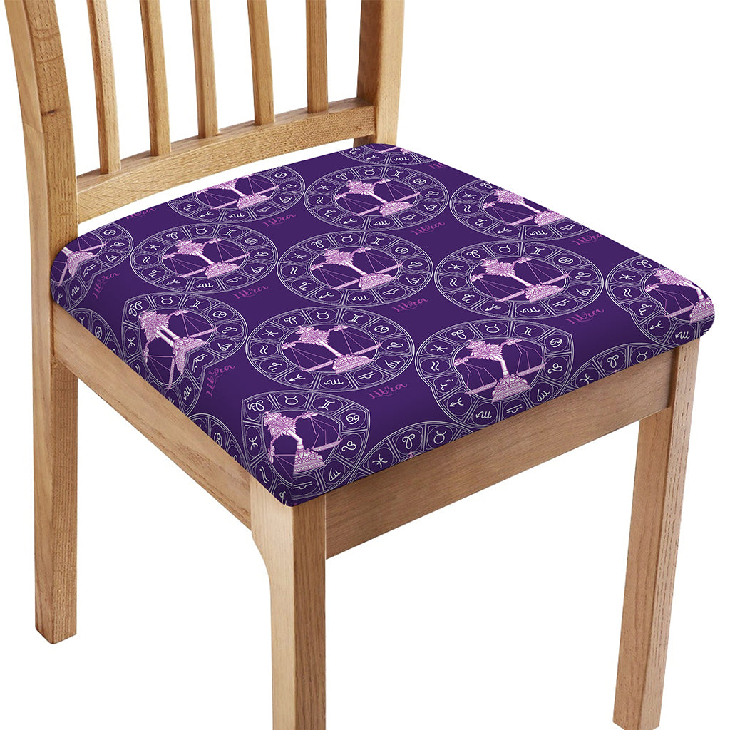 Purple Libra Zodiac Pattern Print Chair Cushion Cover