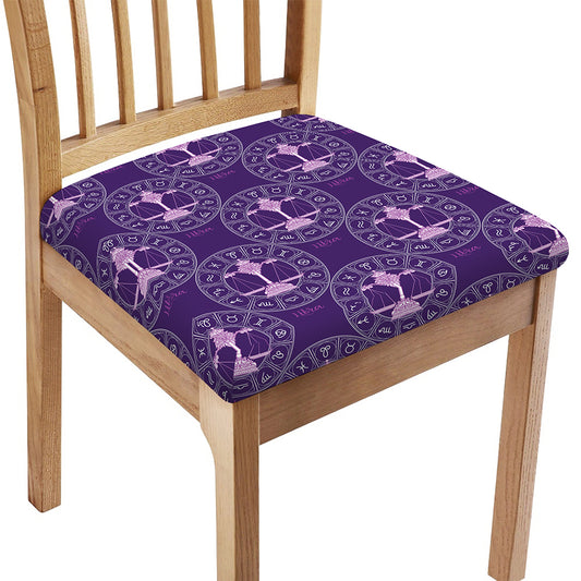 Purple Libra Zodiac Pattern Print Chair Cushion Cover