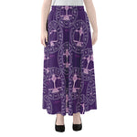 Purple Libra Zodiac Pattern Print Chiffon Maxi Skirt