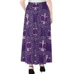 Purple Libra Zodiac Pattern Print Chiffon Maxi Skirt