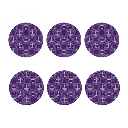 Purple Libra Zodiac Pattern Print Coaster Set