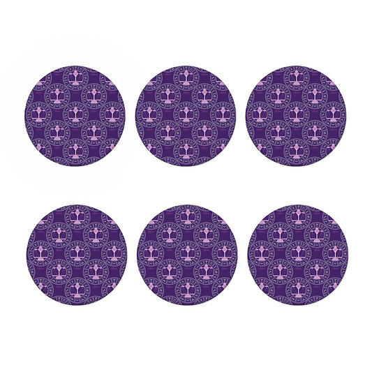 Purple Libra Zodiac Pattern Print Coaster Set