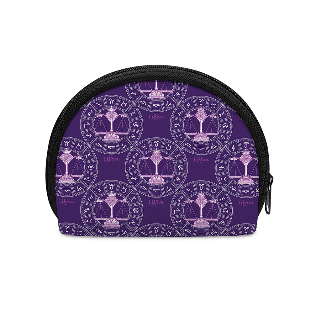 Purple Libra Zodiac Pattern Print Coin Purse