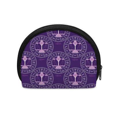 Purple Libra Zodiac Pattern Print Coin Purse