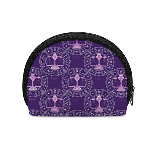 Purple Libra Zodiac Pattern Print Coin Purse