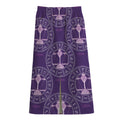 Purple Libra Zodiac Pattern Print Cotton Front Slit Maxi Skirt