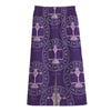 Purple Libra Zodiac Pattern Print Cotton Front Slit Maxi Skirt