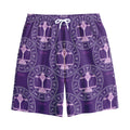 Purple Libra Zodiac Pattern Print Cotton Shorts